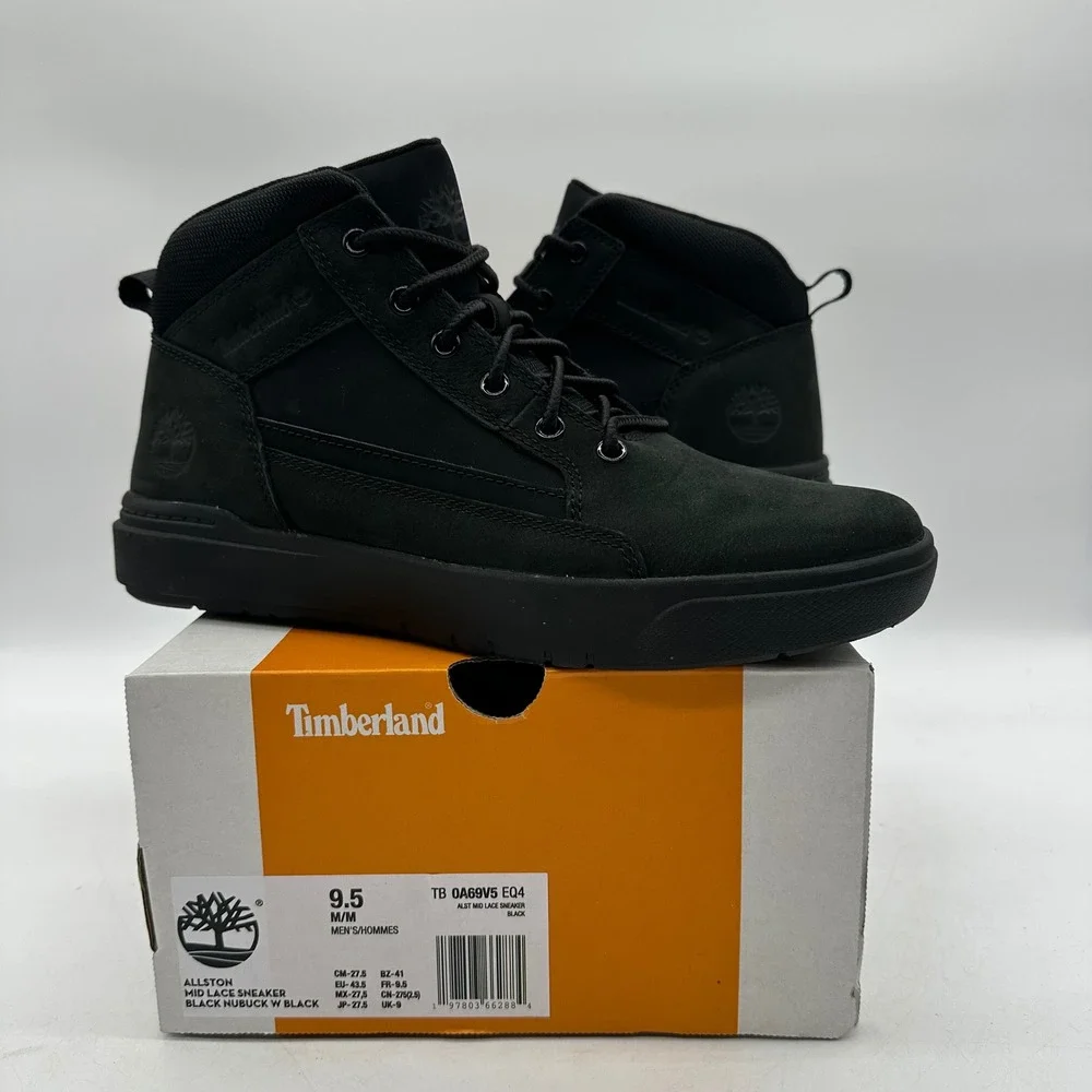 TIMBERLAND Men Sz 10 ALLSTON MID LACE BLACK NUBUCK‎ BOOT SNEAKER Timberland Mens Allston Mid Lace Up Sneaker Nubuck Sneaker  main image 2